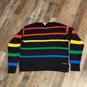 Peace Love World Black Sweater with Stripes Size XXS